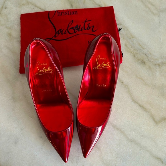 Christian Louboutin Kate Pointed Toe Red Shoes with Dust Bag - Picture 2 of 11
